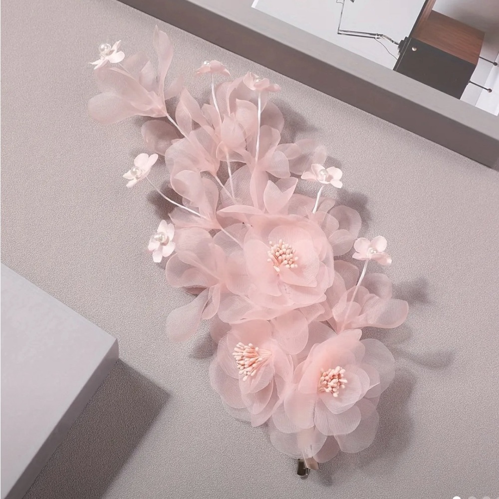 Elegant Pink Floral wedding hair clip